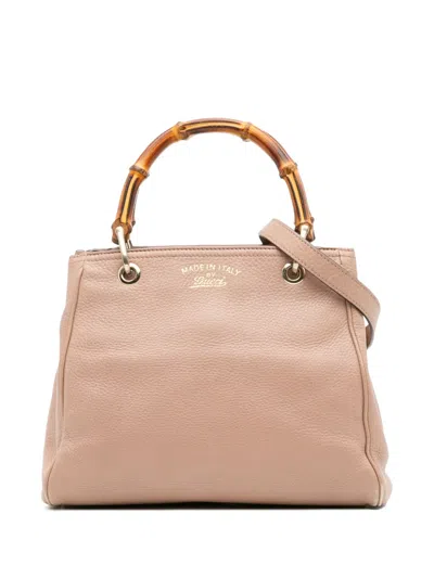 Pre-owned Gucci 2016-2025 Small Calfskin Bamboo Shopper Satchel In Pink