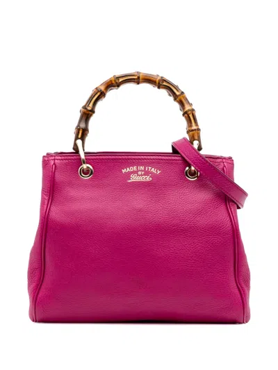 Pre-owned Gucci 2016-2025 Small Calfskin Bamboo Shopper Satchel In Pink
