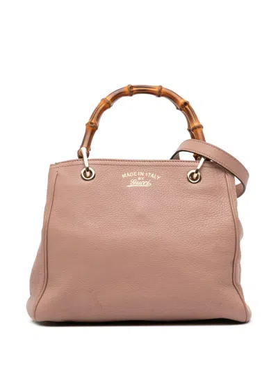 Pre-owned Gucci 2016-2025 Small Calfskin Bamboo Shopper Satchel In Pink