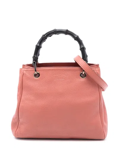 Pre-owned Gucci 2016-2025 Small Calfskin Bamboo Shopper Satchel In Pink