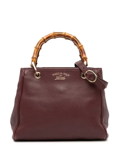 Pre-owned Gucci 2016-2025 Small Calfskin Bamboo Shopper Satchel In Purple