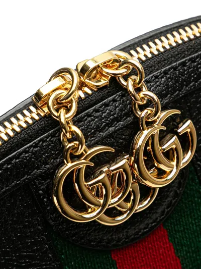 Pre-owned Gucci 2016-2025 Small Calfskin Ophidia Dome Crossbody Bag In Black