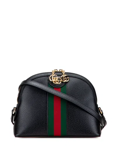 Pre-owned Gucci 2016-2025 Small Calfskin Ophidia Dome Crossbody Bag In Black
