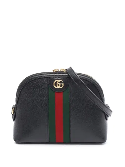 Pre-owned Gucci 2016-2025 Small Calfskin Ophidia Dome Crossbody Bag In Black