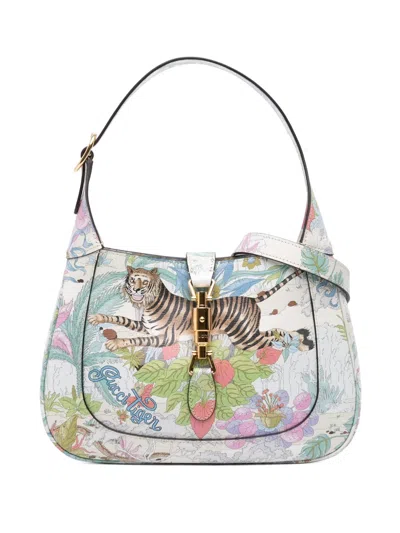 Pre-owned Gucci 2016-2025 Small Calfskin Tiger Jackie 1961 Crossbody Bag In Blue