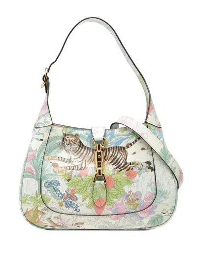 Pre-owned Gucci 2016-2025 Small Calfskin Tiger Jackie 1961 Crossbody Bag In Blue