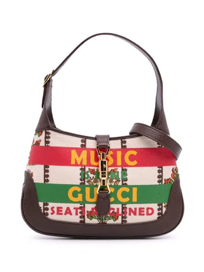 Pre-owned Gucci 2016-2025 Small Canvas 100 Centennial Music Jackie 1961 Crossbody Bag In Brown