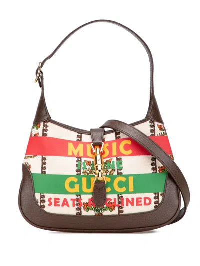 Pre-owned Gucci 2016-2025 Small Canvas 100 Centennial Music Jackie 1961 Crossbody Bag In Brown