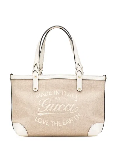 Pre-owned Gucci 2016-2025 Small Canvas Craft Logo Model Tote Bag