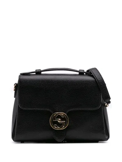 Pre-owned Gucci 2016-2025 Small Dollar Calf Interlocking G Satchel In Black