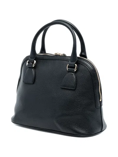 Pre-owned Gucci 2016-2025 Small Dollar Calfskin Gg Charm Dome Satchel In Black