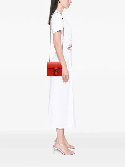 Pre-owned Gucci 2016-2025 Small Dollar Calfskin Interlocking G Crossbody Bag In Orange