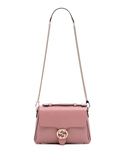 Pre-owned Gucci 2016-2025 Small Dollar Calfskin Interlocking G Satchel In Pink