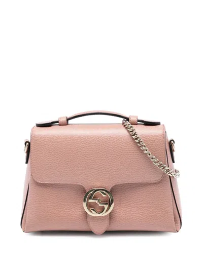 Pre-owned Gucci 2016-2025 Small Dollar Calfskin Interlocking G Satchel In Pink