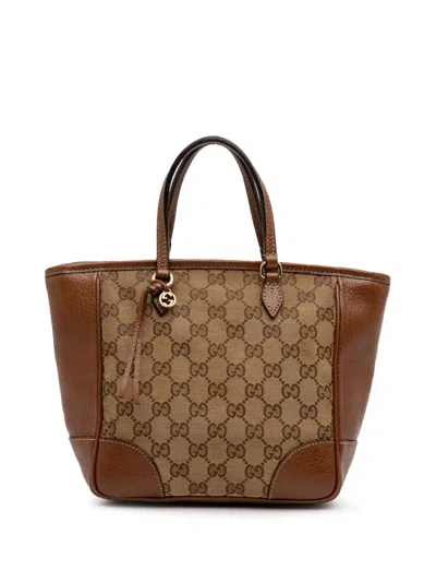 Pre-owned Gucci 2016-2025 Small Gg Canvas Bree Satchel In Brown