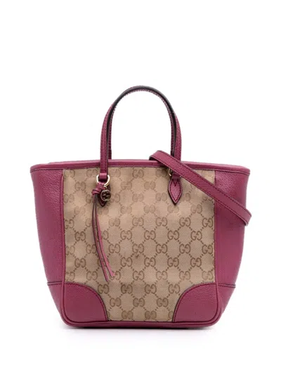 Pre-owned Gucci 2016-2025 Small Gg Canvas Bree Satchel In Brown