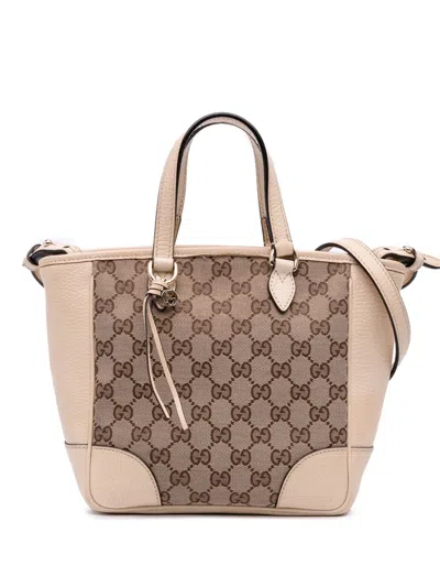 Pre-owned Gucci 2016-2025 Small Gg Canvas Bree Satchel In Brown