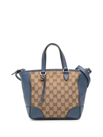 Pre-owned Gucci 2016-2025 Small Gg Canvas Bree Satchel In Brown