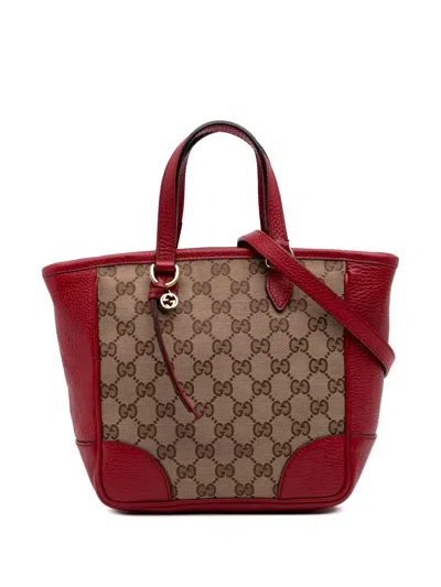 Pre-owned Gucci 2016-2025 Small Gg Canvas Bree Satchel In Brown