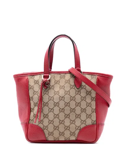 Pre-owned Gucci 2016-2025 Small Gg Canvas Bree Satchel In Brown