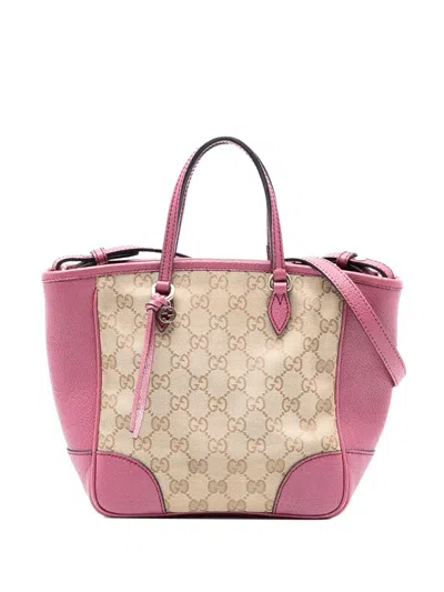 Pre-owned Gucci 2016-2025 Small Gg Canvas Bree Satchel In Brown