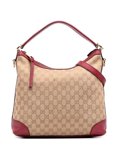 Pre-owned Gucci 2016-2025 Small Gg Canvas Miss Gg Hobo Satchel In Brown