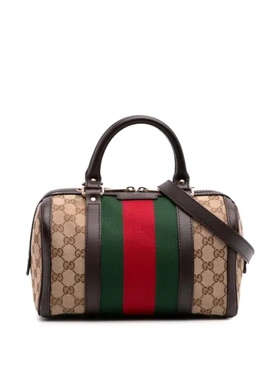 Pre-owned Gucci 2016-2025 Small Gg Canvas Web Joy Boston Bag Satchel