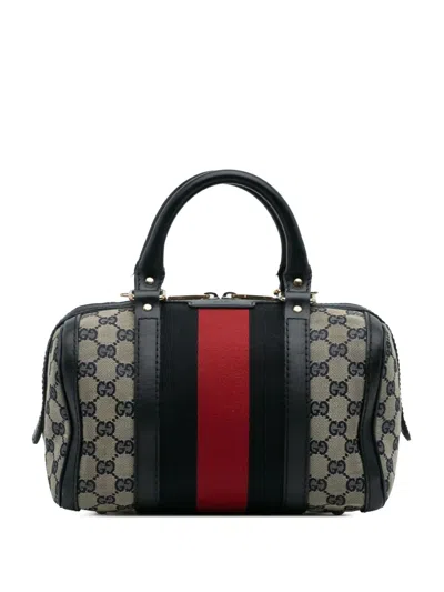 Pre-owned Gucci 2016-2025 Small Gg Canvas Web Joy Boston Bag Satchel In Brown