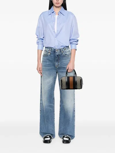 Pre-owned Gucci 2016-2025 Small Gg Canvas Web Joy Boston Bag Satchel In Brown