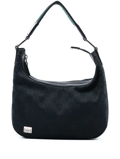 Pre-owned Gucci 2016-2025 Small Gg Canvas Web Pop Handbag In Black