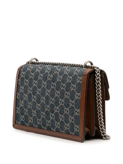 Pre-owned Gucci 2016-2025 Small Gg Denim Dionysus Shoulder Bag In Blue