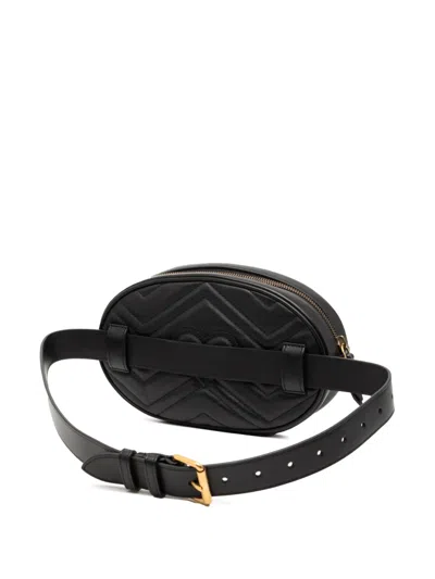 Pre-owned Gucci 2016-2025 Small Gg Marmont Matelasse Leather Belt Bag In Black