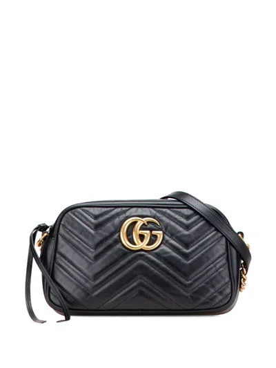 Pre-owned Gucci 2016-2025 Small Gg Marmont Matelasse Leather Crossbody Bag In Black