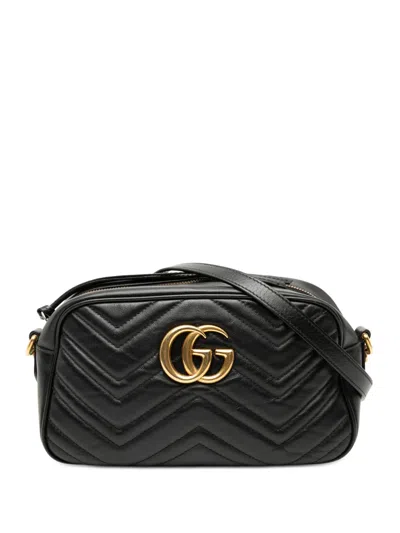 Pre-owned Gucci 2016-2025 Small Gg Marmont Matelasse Leather Crossbody Bag In Black