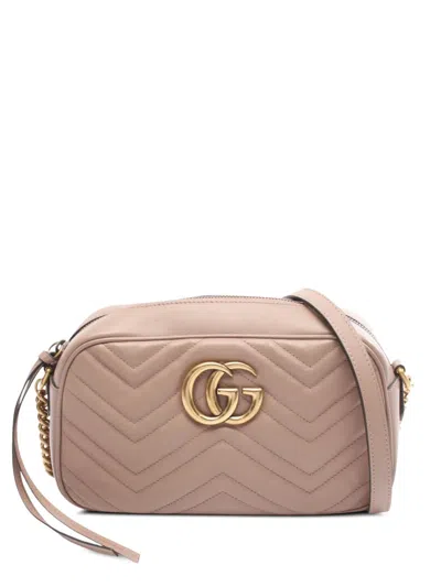 Pre-owned Gucci 2016-2025 Small Gg Marmont Matelasse Leather Crossbody Bag In Pink