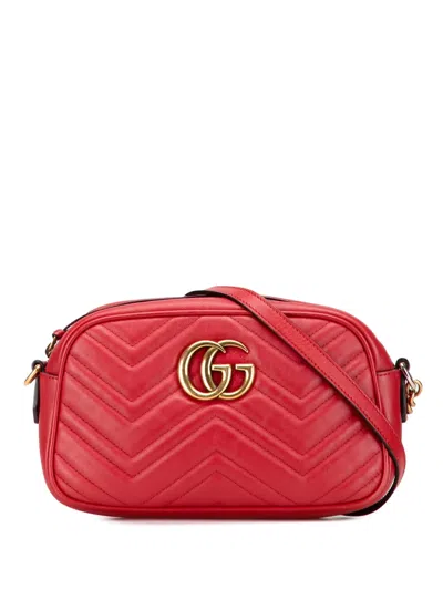 Pre-owned Gucci 2016-2025 Small Gg Marmont Matelasse Leather Crossbody Bag In Red