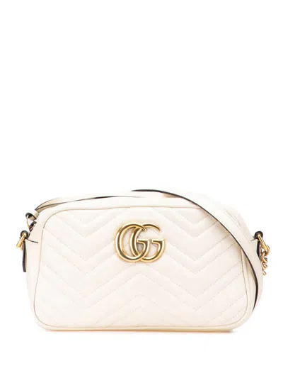 Pre-owned Gucci 2016-2025 Small Gg Marmont Matelasse Leather Crossbody Bag In White