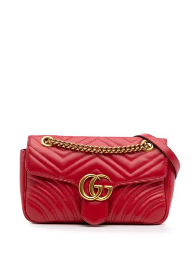Pre-owned Gucci 2016-2025 Small Gg Marmont Matelasse Leather Flap Crossbody Bag