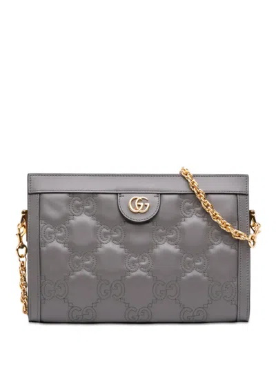 Pre-owned Gucci 2016-2025 Small Gg Marmont Matelasse Leather Ophidia Chain Bag Satchel In Gray