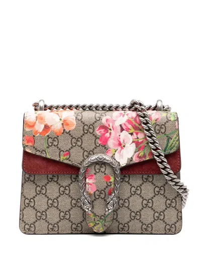 Pre-owned Gucci 2016-2025 Small Gg Supreme Blooms Dionysus Crossbody Bag In Brown