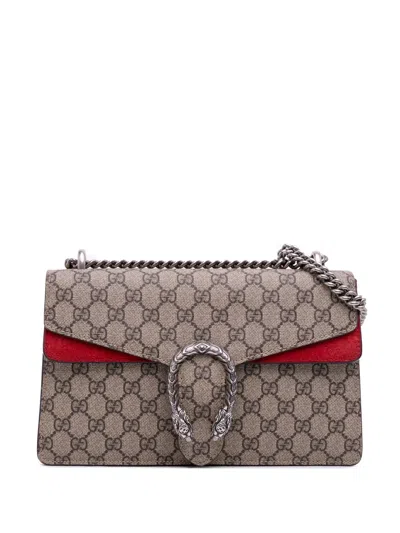Pre-owned Gucci 2016-2025 Small Gg Supreme Dionysus Shoulder Bag In Brown