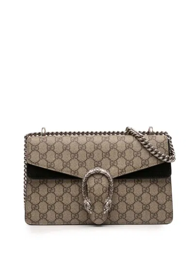 Pre-owned Gucci 2016-2025 Small Gg Supreme Dionysus Shoulder Bag In Brown