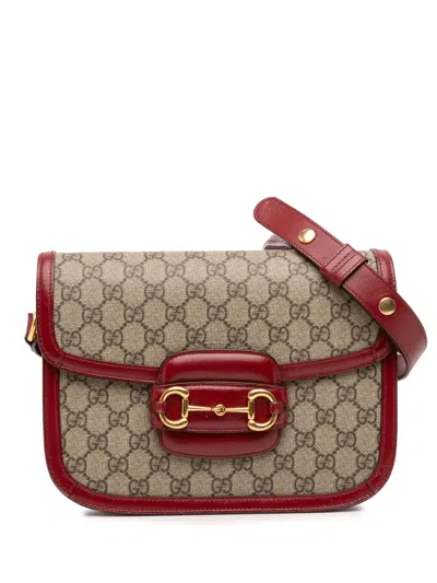 Pre-owned Gucci 2016-2025 Small Gg Supreme Horsebit 1955 Crossbody Bag In Brown
