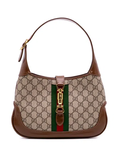 Pre-owned Gucci 2016-2025 Small Gg Supreme Jackie 1961 Crossbody Bag In Brown