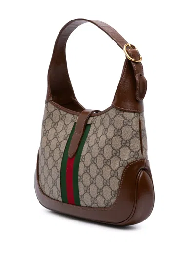 Pre-owned Gucci 2016-2025 Small Gg Supreme Jackie 1961 Crossbody Bag In Brown