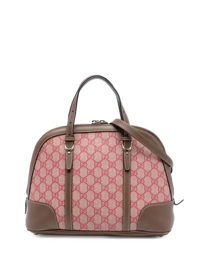 Pre-owned Gucci 2016-2025 Small Gg Supreme Nice Dome Satchel In Brown