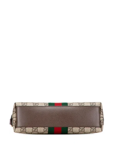 Pre-owned Gucci 2016-2025 Small Gg Supreme Ophidia Dome Crossbody Bag In Brown