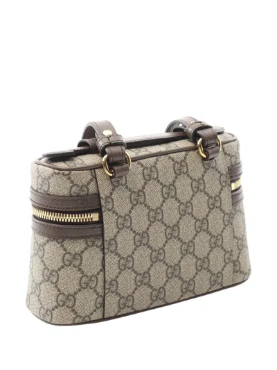 Pre-owned Gucci 2016-2025 Small Gg Supreme Ophidia Vanity Bag Satchel In Brown