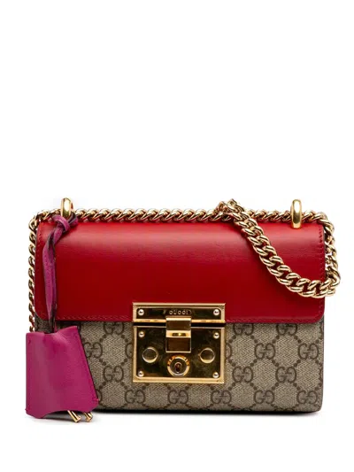 Pre-owned Gucci 2016-2025 Small Gg Supreme Padlock Crossbody Bag In Brown
