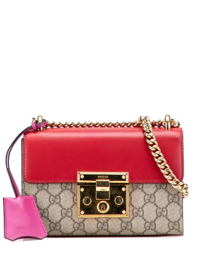 Pre-owned Gucci 2016-2025 Small Gg Supreme Padlock Crossbody Bag In Brown